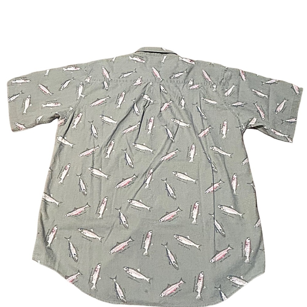 Britches Great Outdoors 90s Vintage Fish Print Button Down Shirt XL - Picture 9 of 13